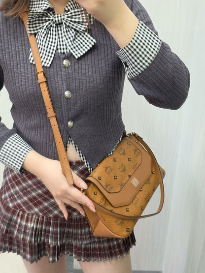 MCM Visetos Leather Shoulder Crossbody Bag (Pre-Owned)