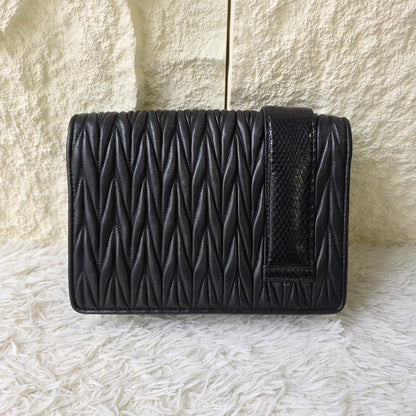 Miu Miu Matelassé Crystal Buckle Chain Shoulder Bag (Pre-Owned)