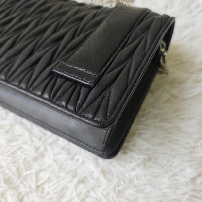 Miu Miu Matelassé Crystal Buckle Chain Shoulder Bag (Pre-Owned)