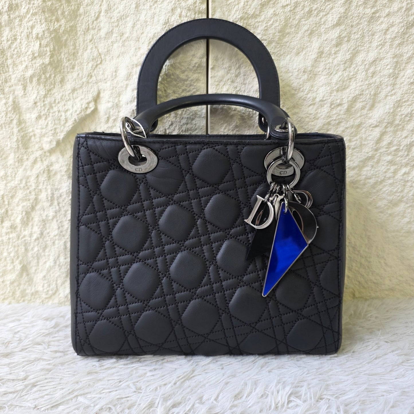DIOR Lady Dior Medium Cannage Lambskin Black (Pre-Owned)