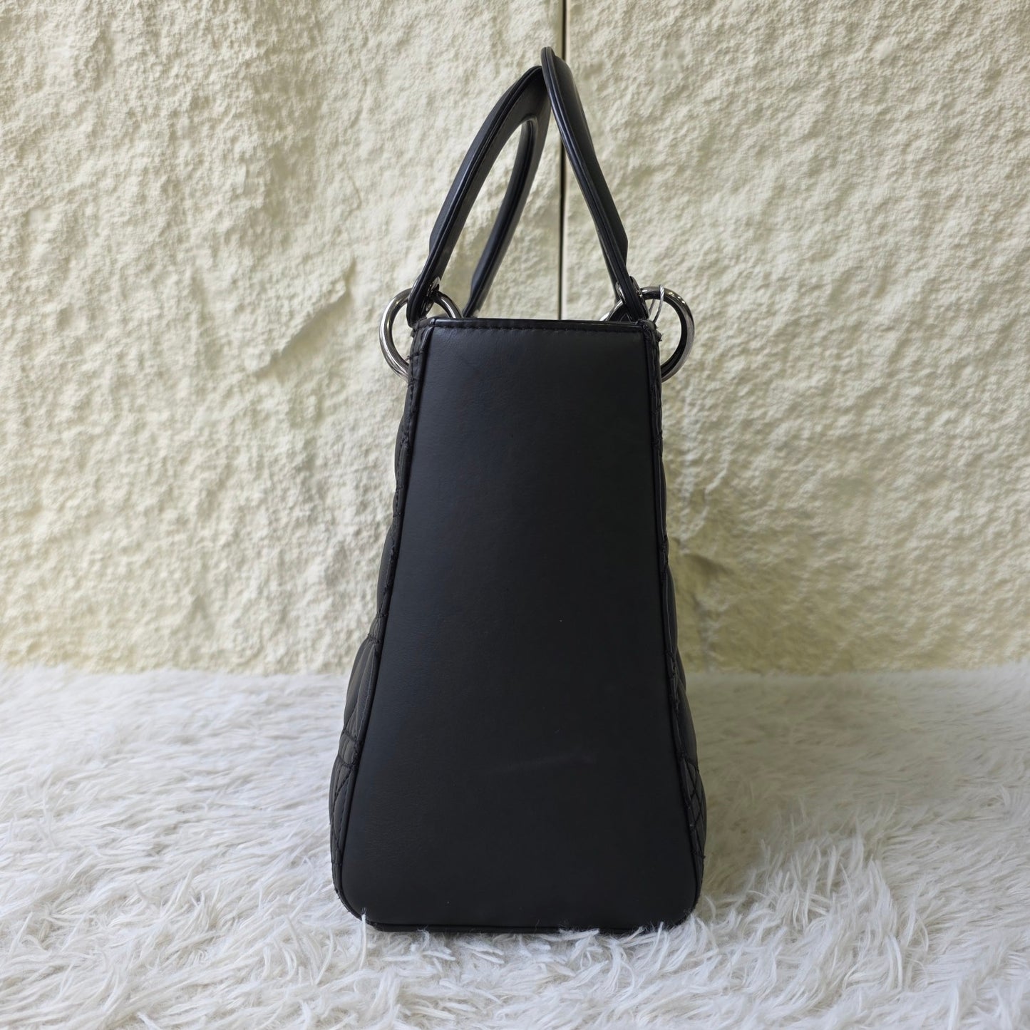 DIOR Lady Dior Medium Cannage Lambskin Black (Pre-Owned)