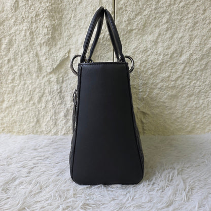 DIOR Lady Dior Medium Cannage Lambskin Black (Pre-Owned)