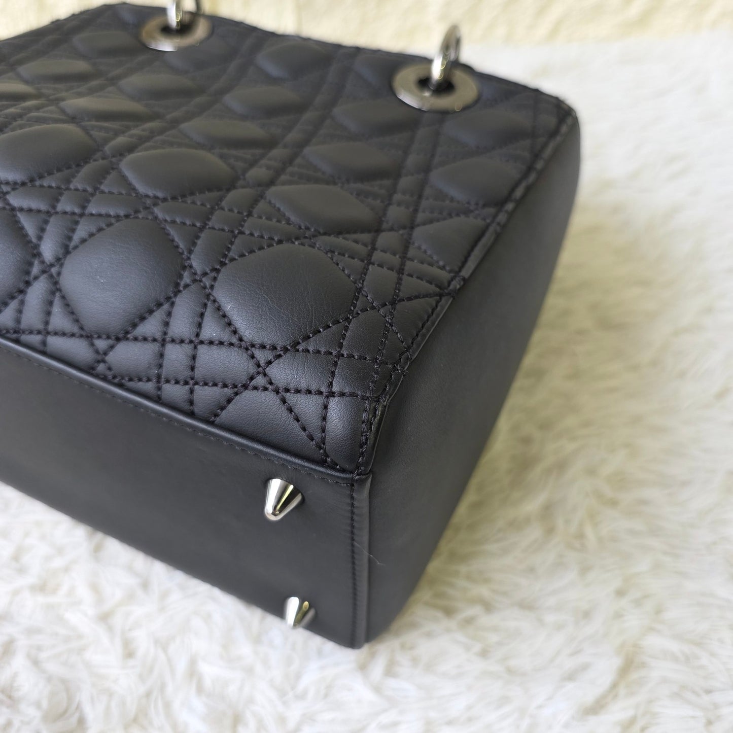 DIOR Lady Dior Medium Cannage Lambskin Black (Pre-Owned)