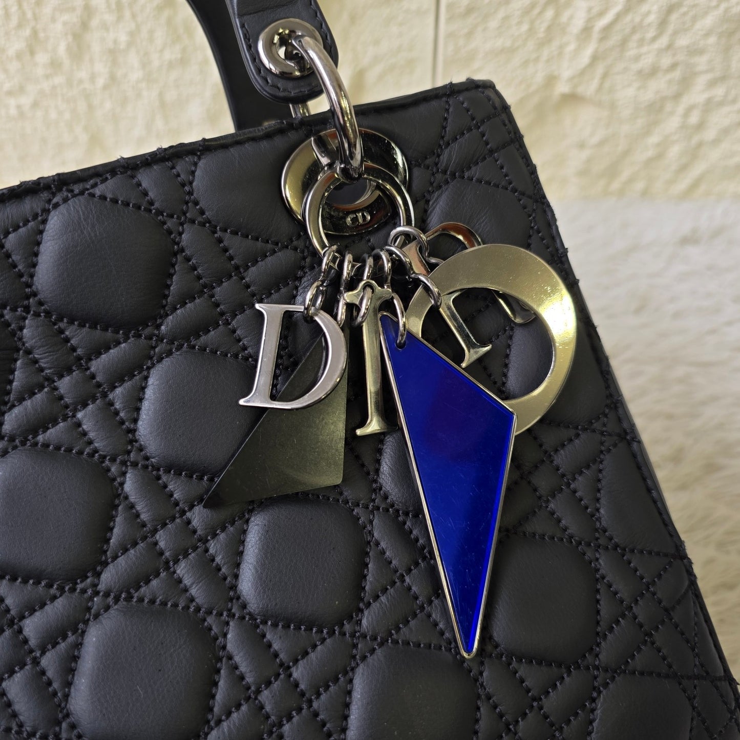 DIOR Lady Dior Medium Cannage Lambskin Black (Pre-Owned)