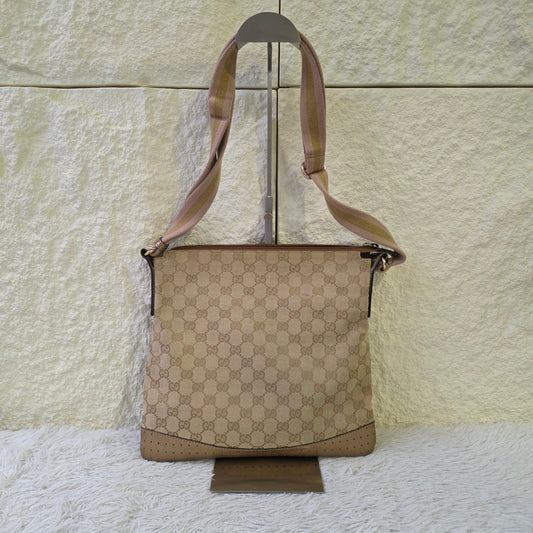 Gucci GG Canvas Shoulder Bag Beige (Pre-owned)