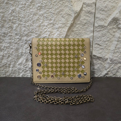 Bottega Veneta Intrecciato Jeweled Chain Shoulder Bag (Pre-Owned)