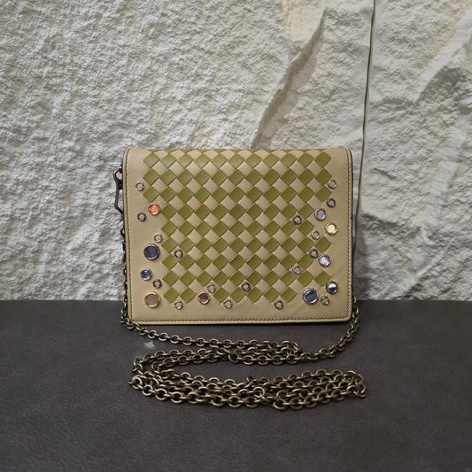 Bottega Veneta Intrecciato Jeweled Chain Shoulder Bag (Pre-Owned)