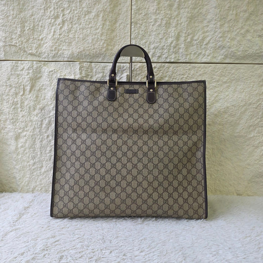 Gucci GG Supreme Canvas Large Tote Bag Brown (Pre-Owned)