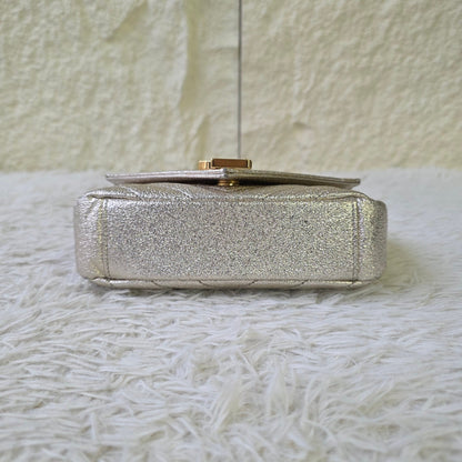 Saint Laurent Monogram Chevron Metallic Chain Shoulder Bag (Pre-Owned)