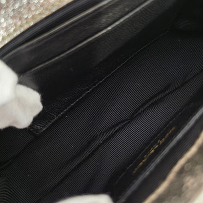 Saint Laurent Monogram Chevron Metallic Chain Shoulder Bag (Pre-Owned)