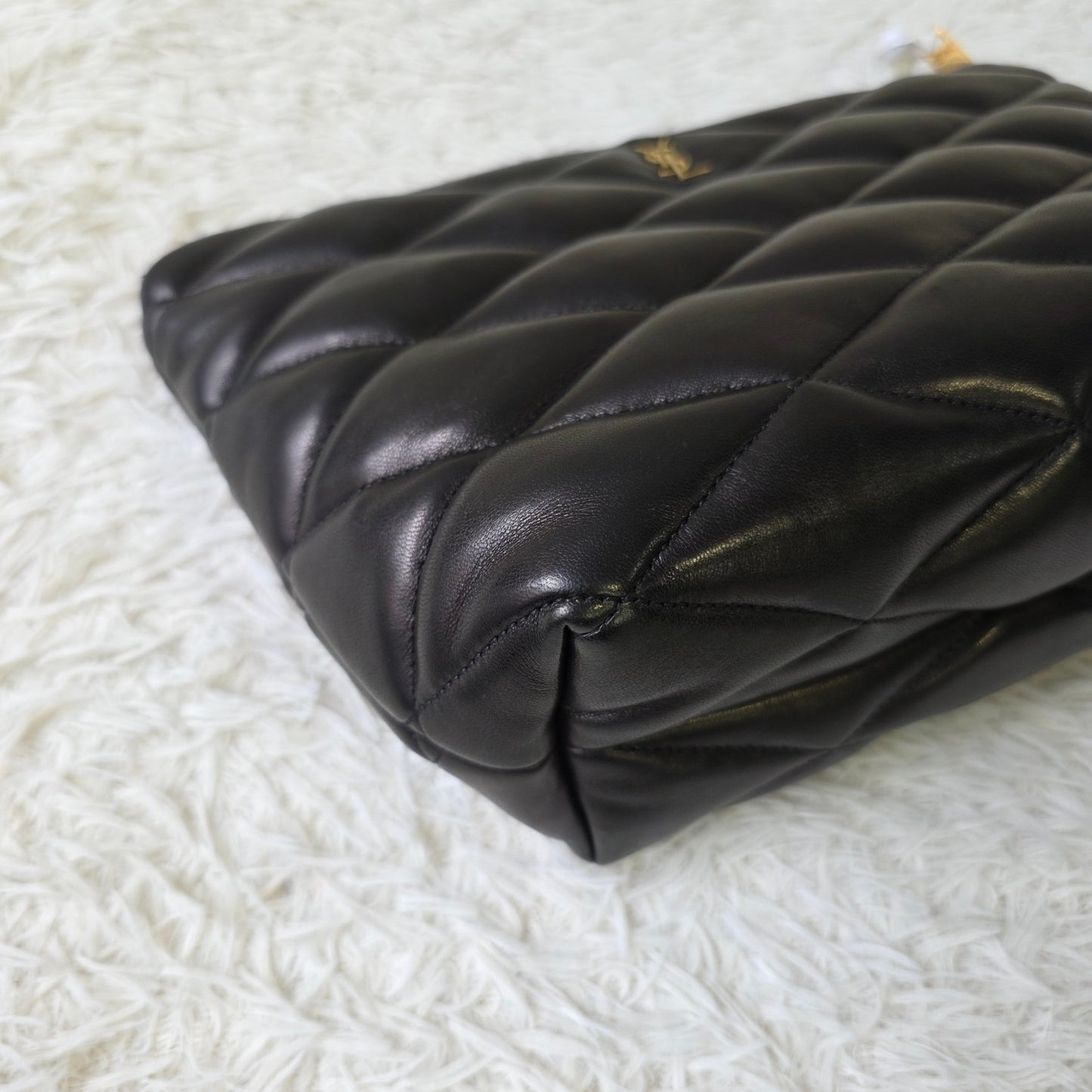 Saint Laurent Puffer Quilted Leather Pouch (Pre-Owned)