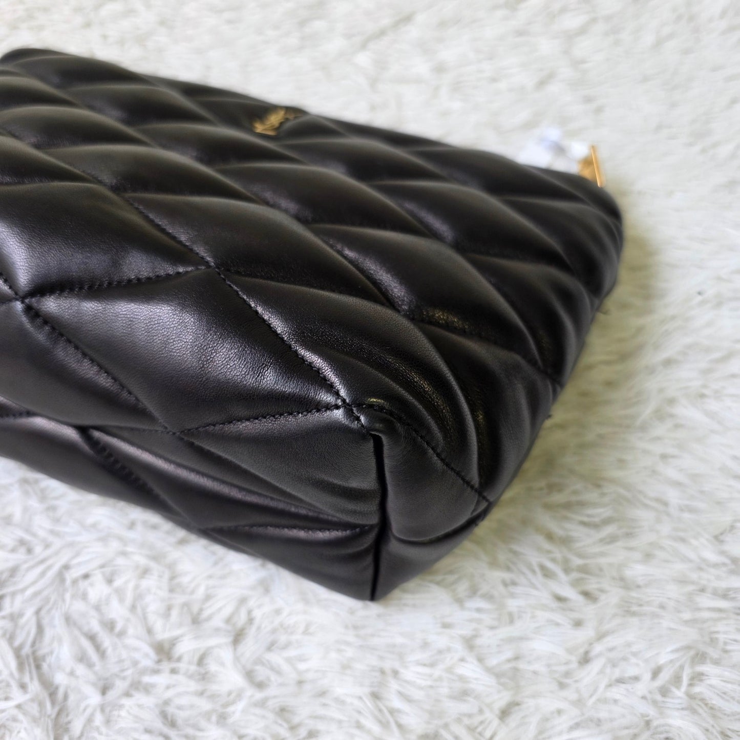 Saint Laurent Puffer Quilted Leather Pouch (Pre-Owned)