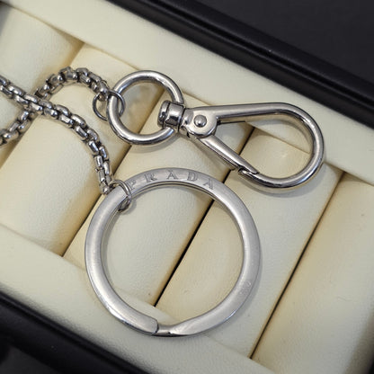 Prada Triangle Logo Chain Keyring (Pre-Owned)
