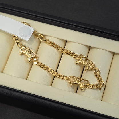 Celine Horse Carriage Motif Gold-Tone Chain Bracelet (Pre-Owned)