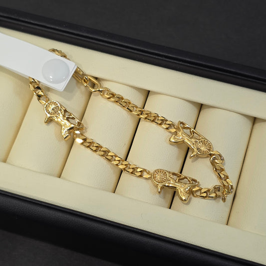 Celine Horse Carriage Motif Gold-Tone Chain Bracelet (Pre-Owned)