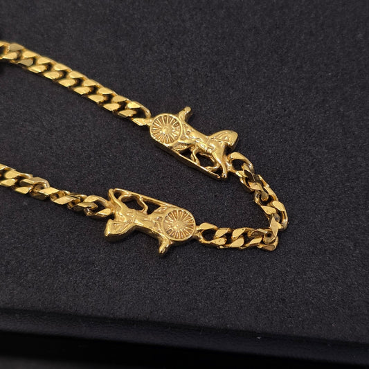 Celine Horse Carriage Motif Gold-Tone Chain Bracelet (Pre-Owned)