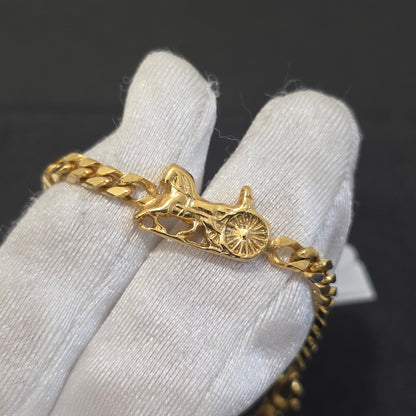 Celine Horse Carriage Motif Gold-Tone Chain Bracelet (Pre-Owned)