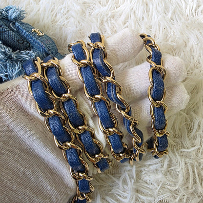 Chanel Quilted Denim Drawstring Chain Bag (Pre-Owned)