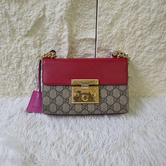 Gucci Padlock GG Supreme Canvas Mini Shoulder Bag (Pre-Owned)