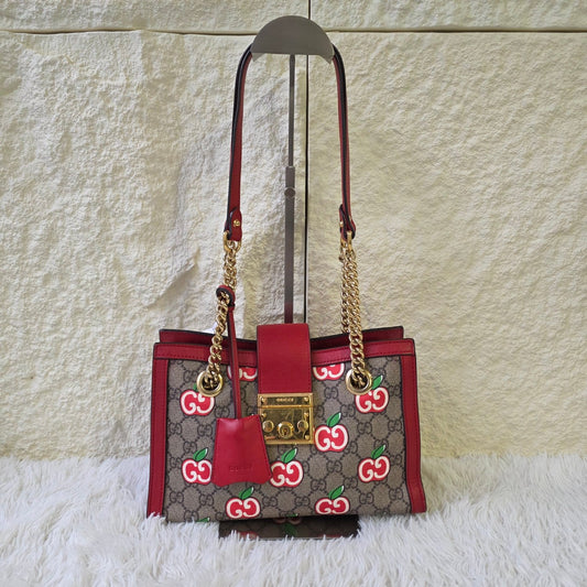 Gucci Padlock GG Supreme Apple Print Small Shoulder Bag (Pre-Owned)