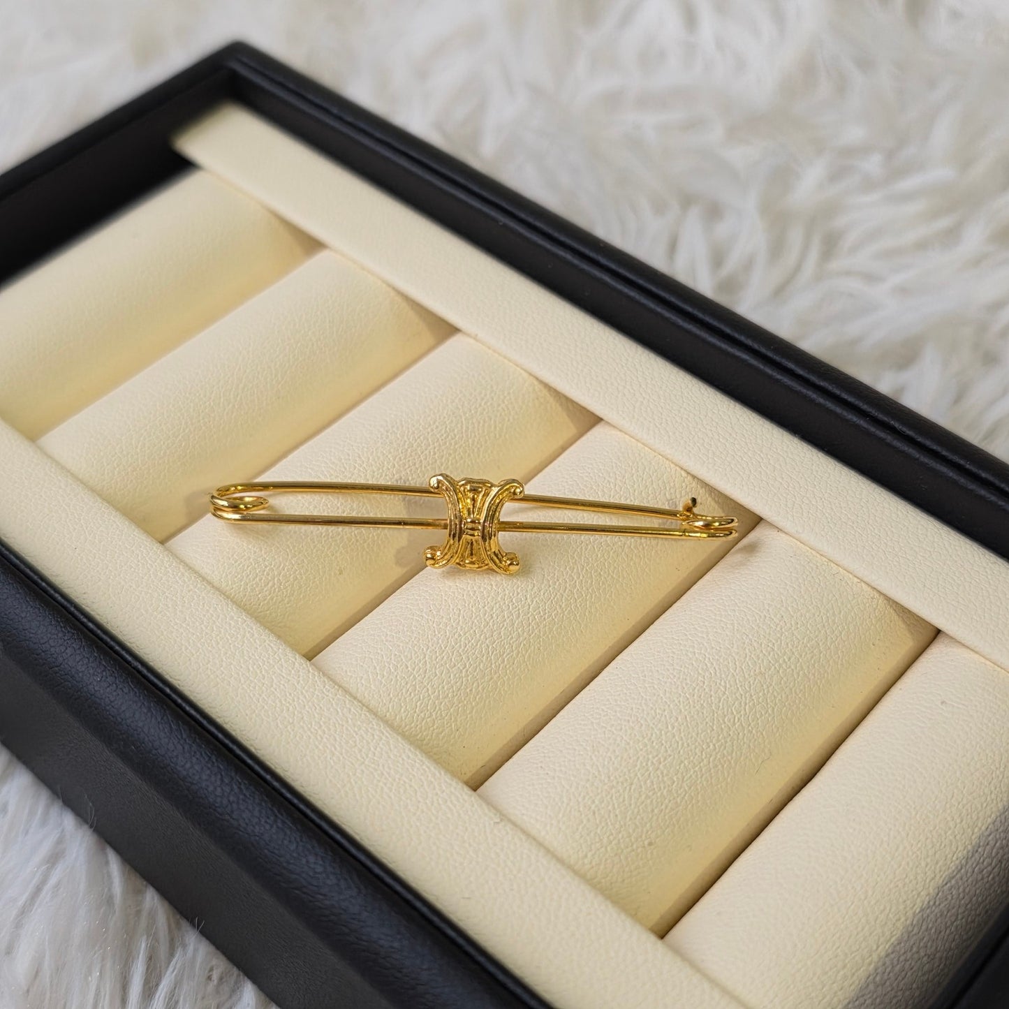 Celine Triomphe Gold-Tone Bangle Bracelet (Pre-Owned)