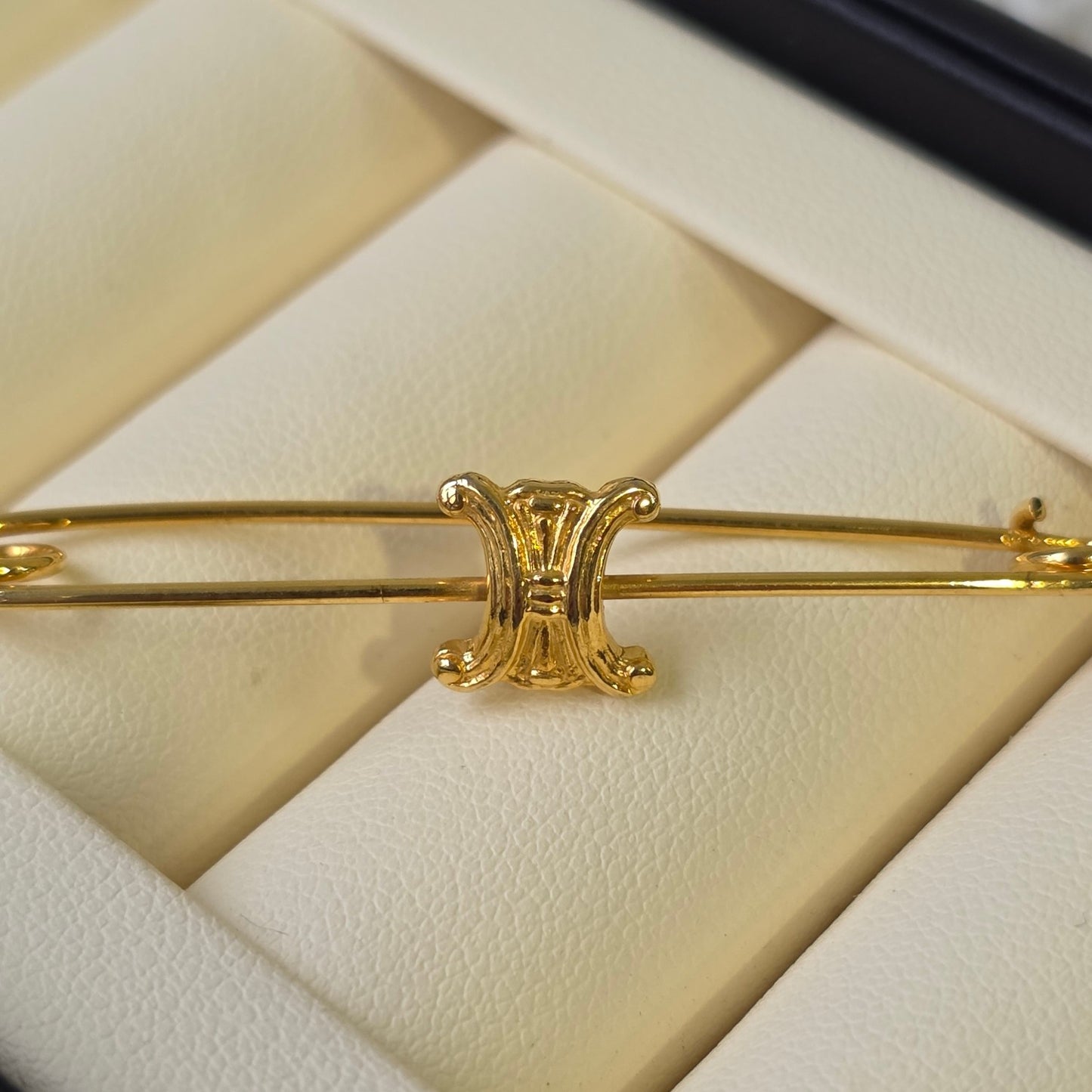 Celine Triomphe Gold-Tone Bangle Bracelet (Pre-Owned)