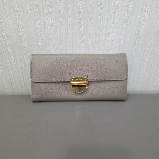 Prada Saffiano Leather Flap Long Wallet (Pre-Owned)