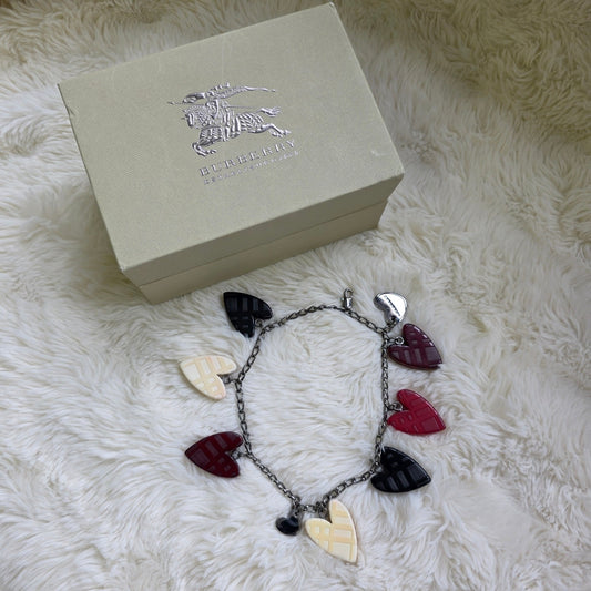 Burberry Check Heart Charm Chain Bracelet (Pre-Owned)