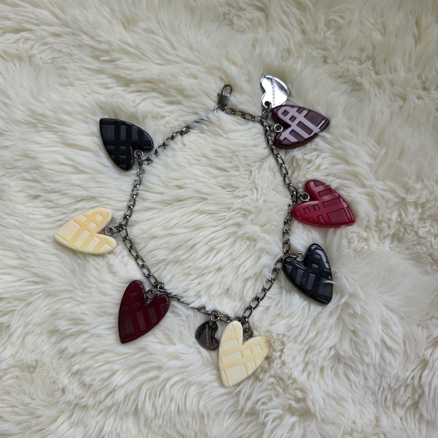 Burberry Check Heart Charm Chain Bracelet (Pre-Owned)