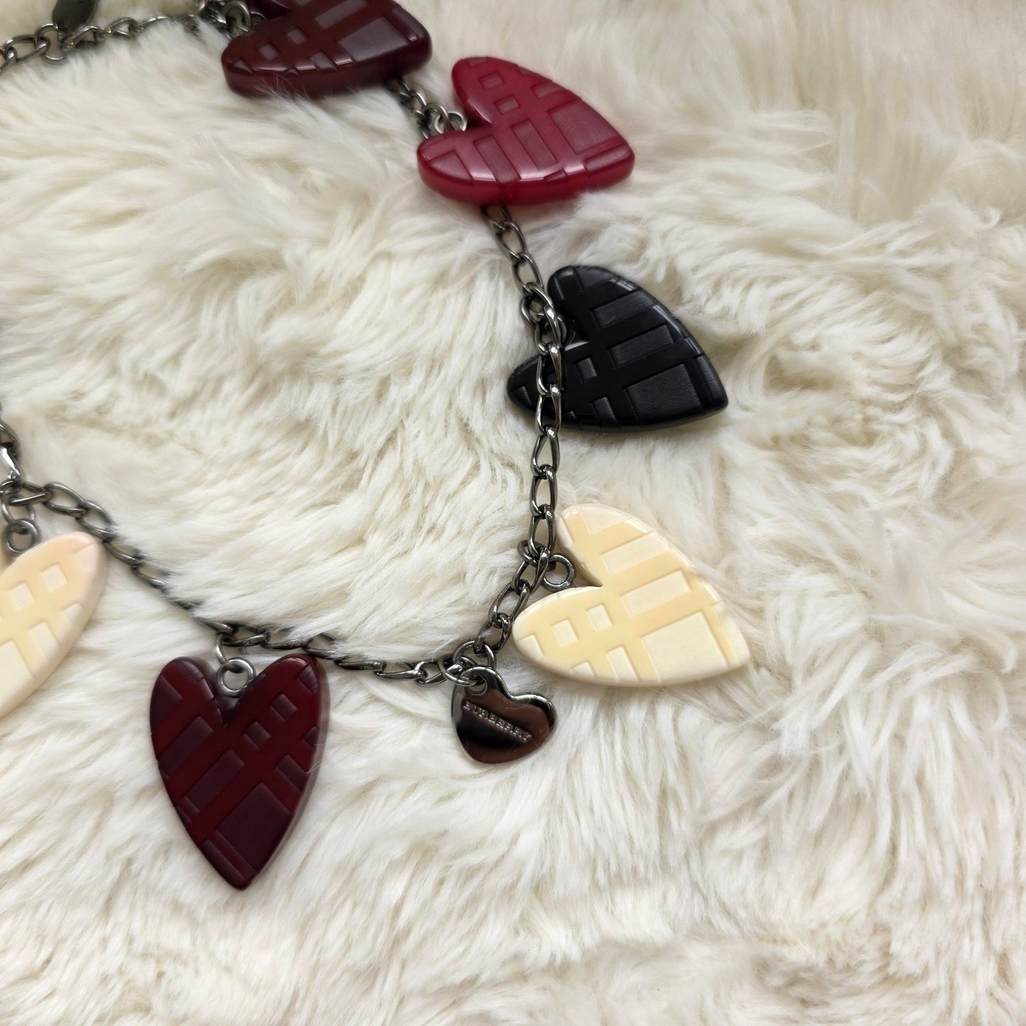 Burberry Check Heart Charm Chain Bracelet (Pre-Owned)
