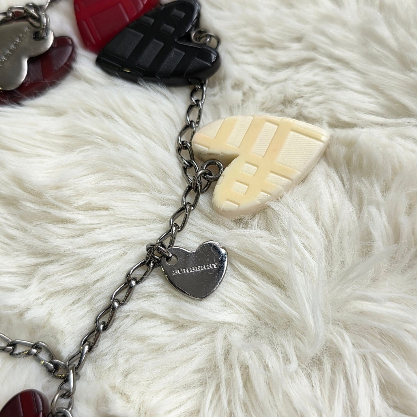 Burberry Check Heart Charm Chain Bracelet (Pre-Owned)
