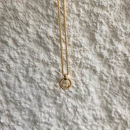 Christian Dior CD Logo Gold-Tone Pendant Necklace (Pre-Owned)