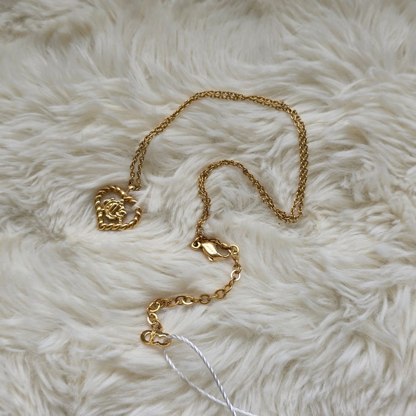 Christian Dior Heart CD Logo Gold-Tone Pendant Necklace (Pre-Owned)
