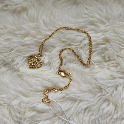 Christian Dior Heart CD Logo Gold-Tone Pendant Necklace (Pre-Owned)