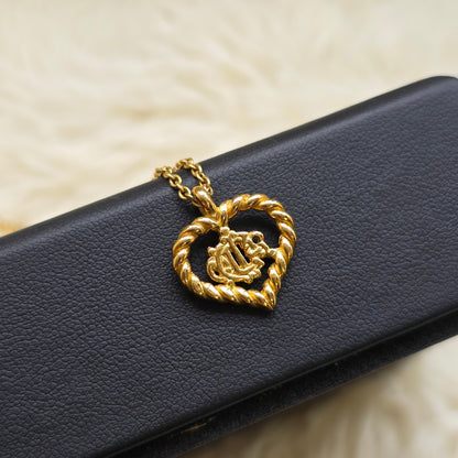 Christian Dior Heart CD Logo Gold-Tone Pendant Necklace (Pre-Owned)