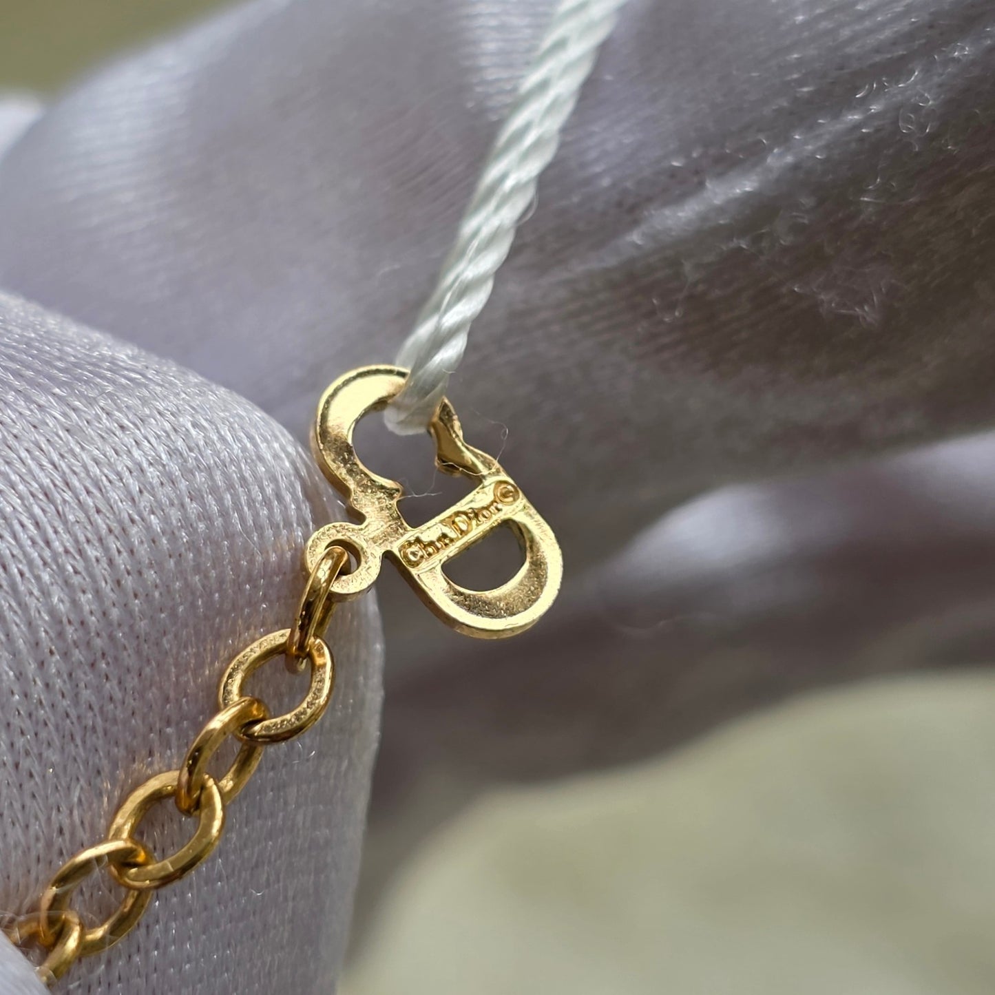Christian Dior Heart CD Logo Gold-Tone Pendant Necklace (Pre-Owned)