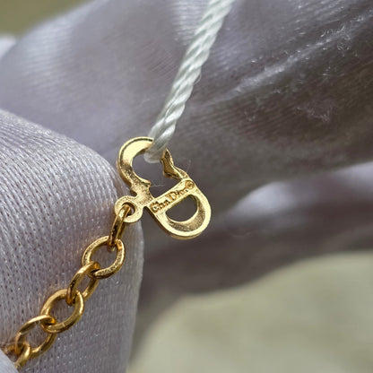 Christian Dior Heart CD Logo Gold-Tone Pendant Necklace (Pre-Owned)