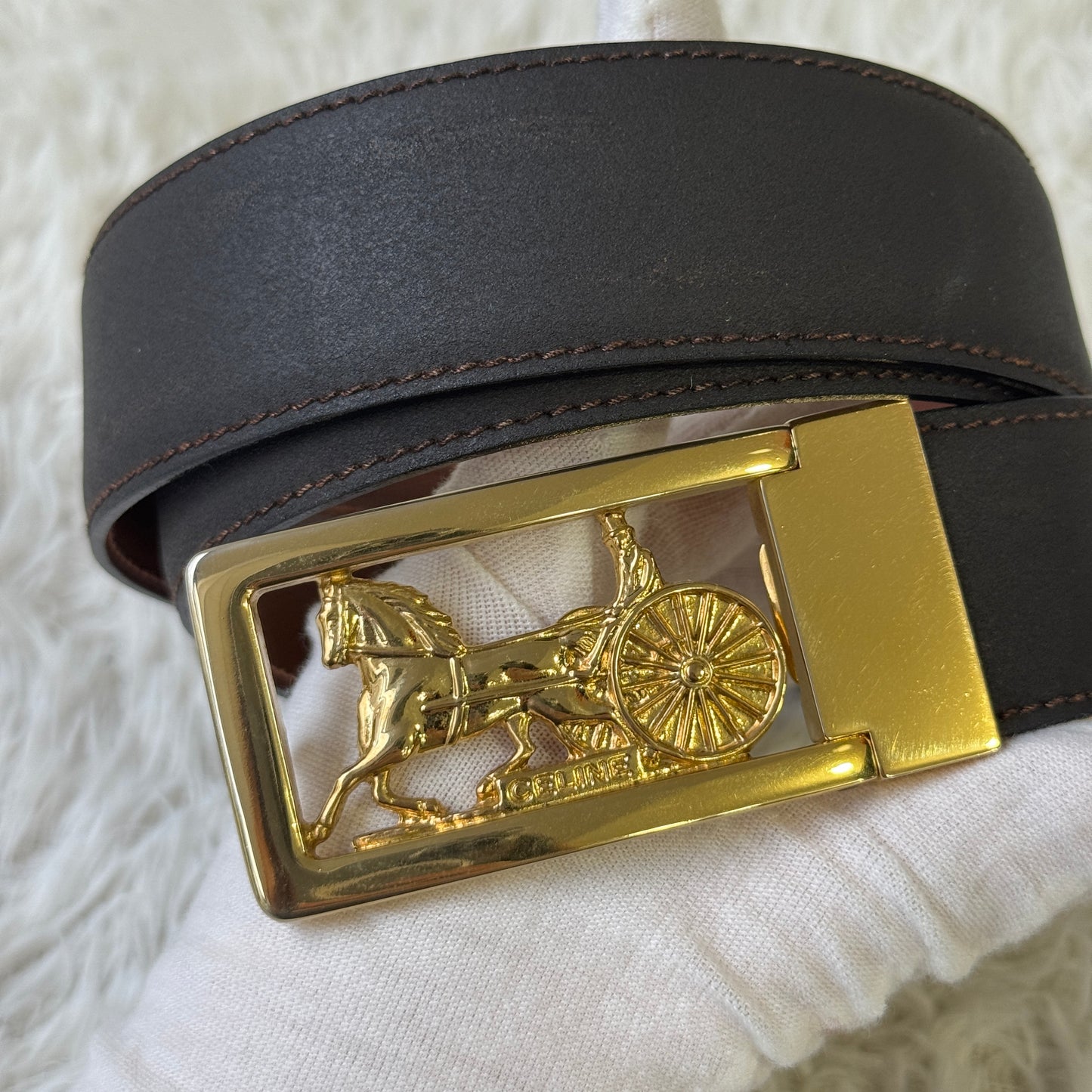 Celine Horse Carriage Buckle Leather Belt (Pre-Owned)