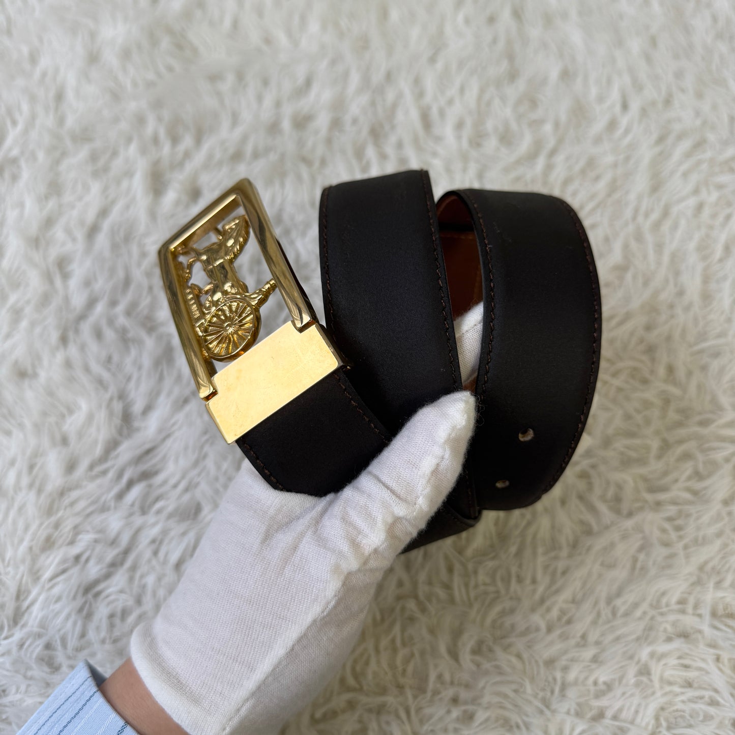 Celine Horse Carriage Buckle Leather Belt (Pre-Owned)