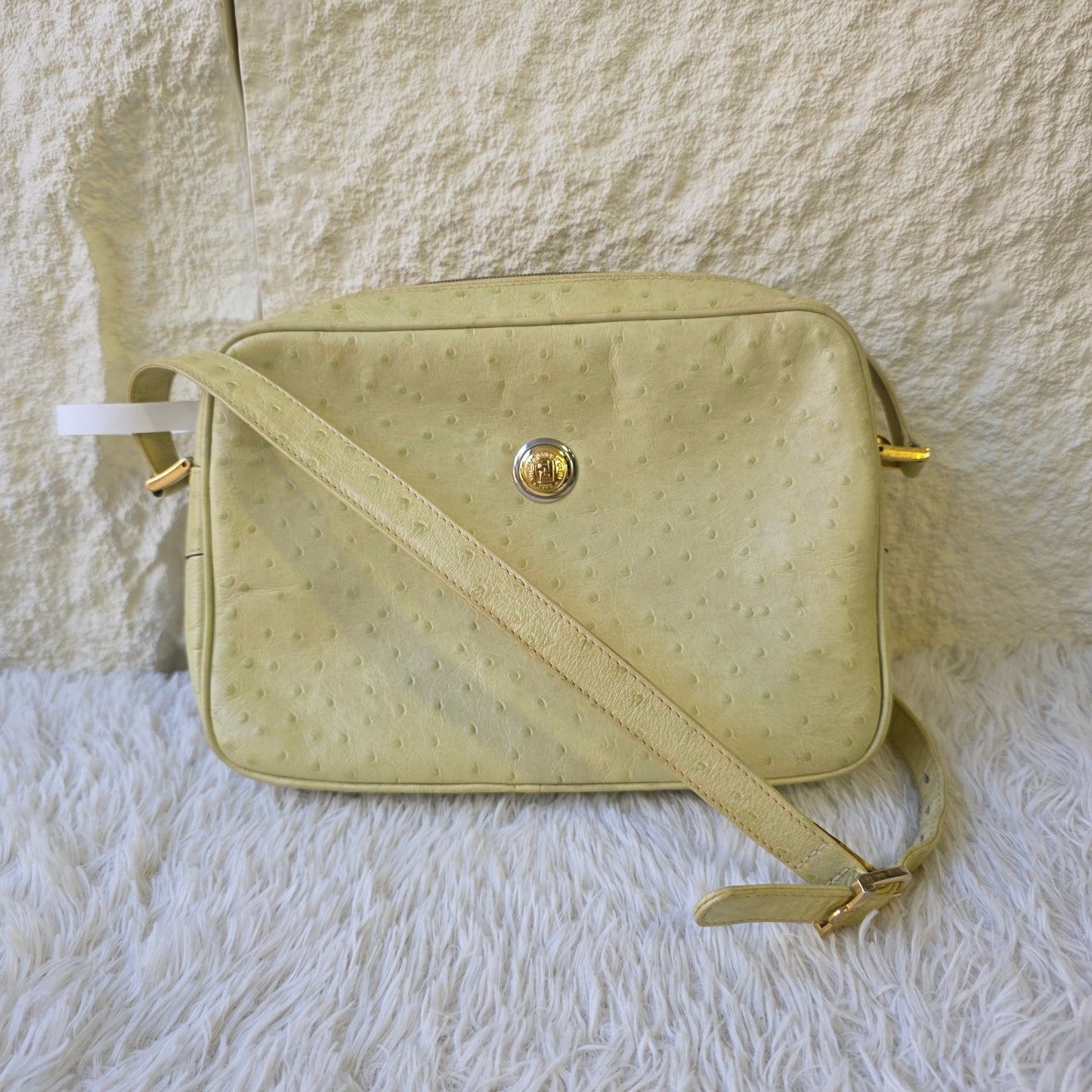 Fendi Ostrich Leather Vintage Shoulder Bag (Pre-Owned)
