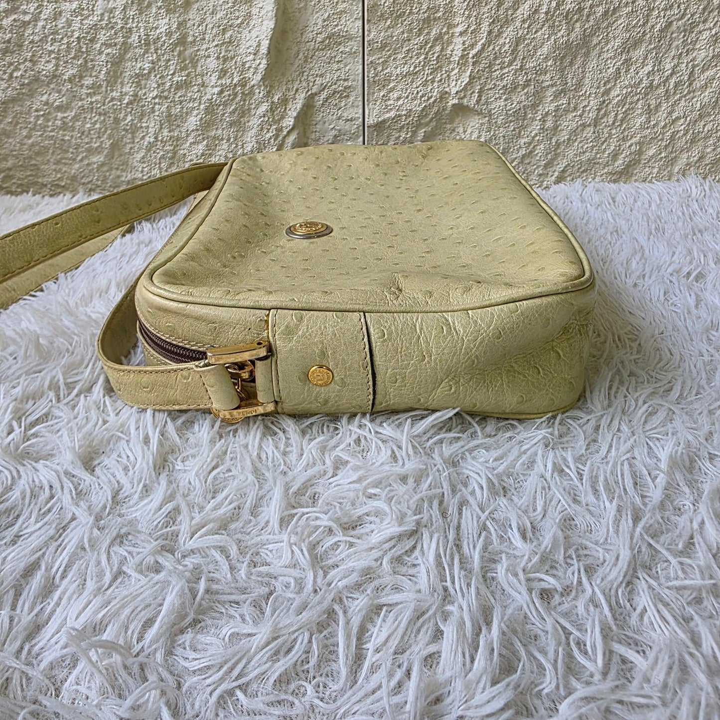 Fendi Ostrich Leather Vintage Shoulder Bag (Pre-Owned)