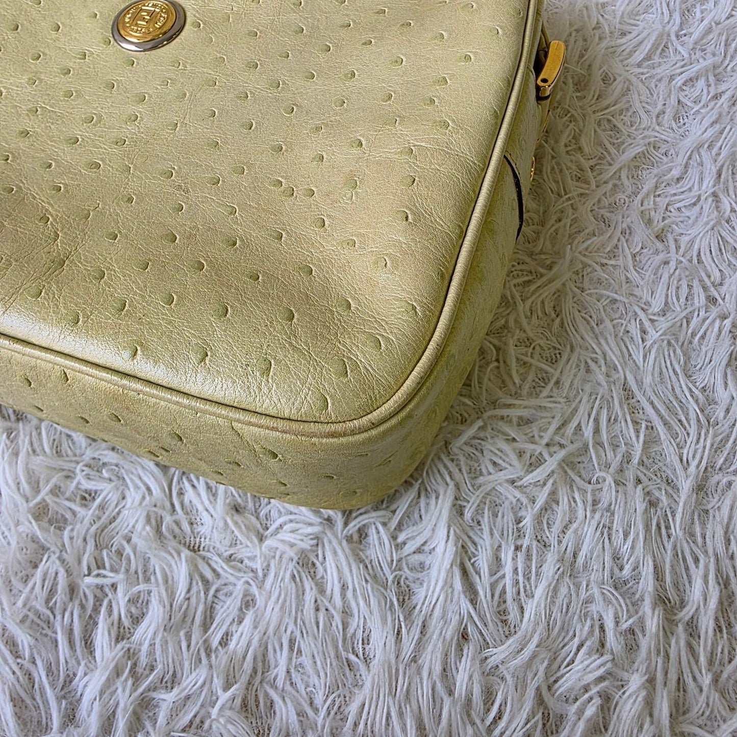 Fendi Ostrich Leather Vintage Shoulder Bag (Pre-Owned)