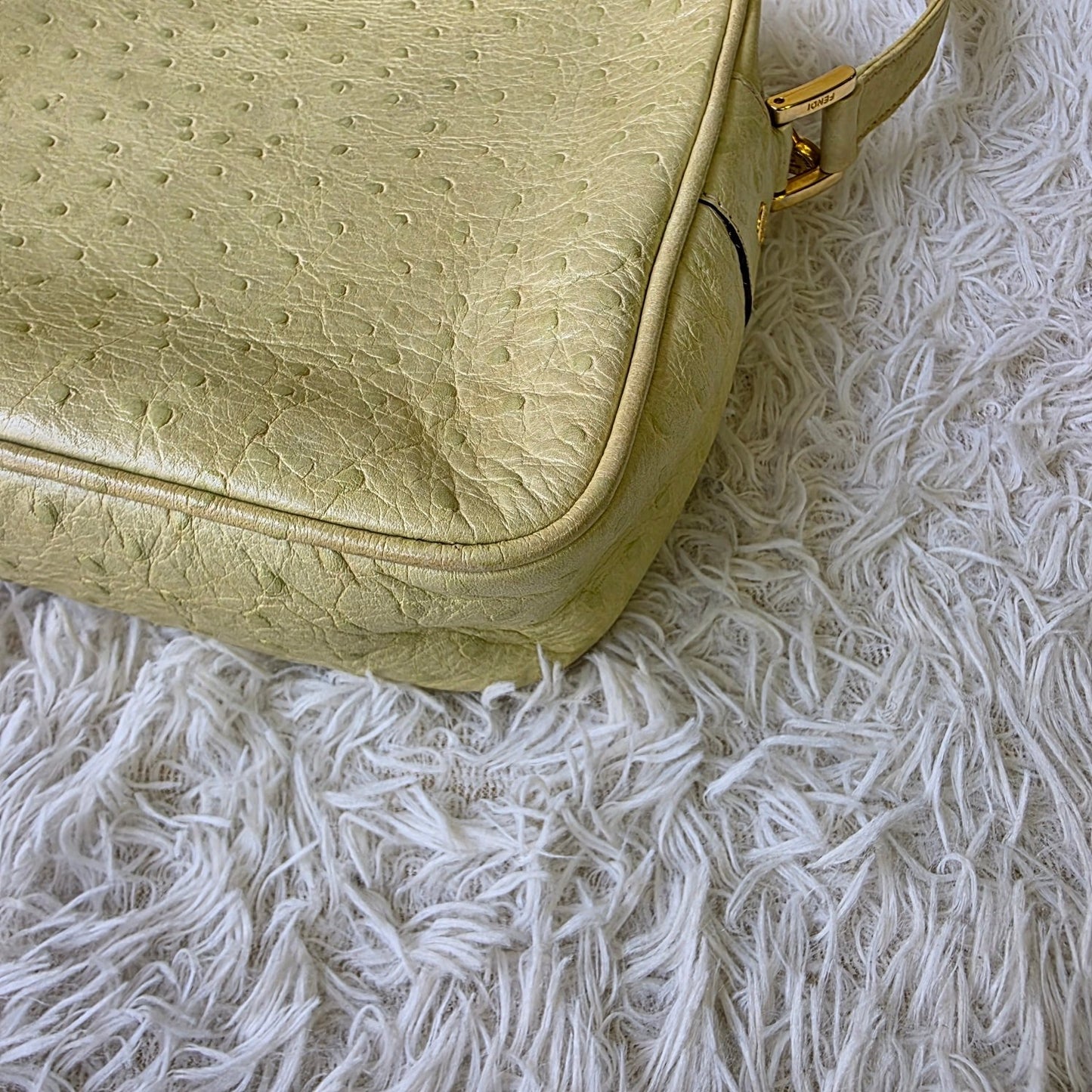 Fendi Ostrich Leather Vintage Shoulder Bag (Pre-Owned)