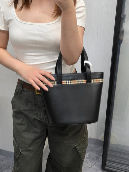 Burberry Vintage Nova Check Leather Mini Tote Bag (Pre-Owned)
