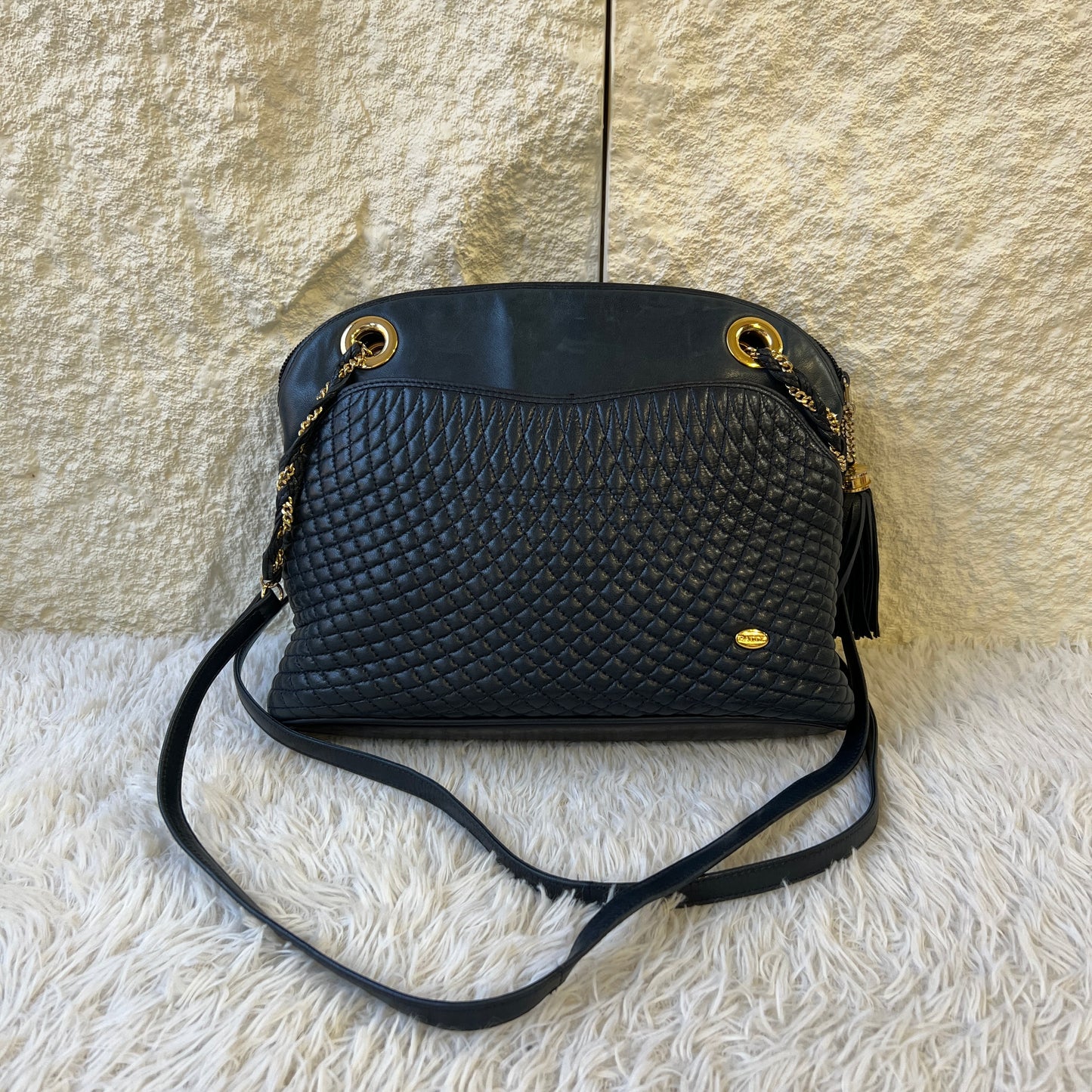 Bally Woven Leather Chain Shoulder Bag (Pre-Owned)