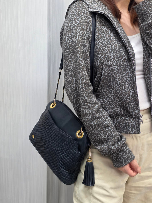 Bally Woven Leather Chain Shoulder Bag (Pre-Owned)
