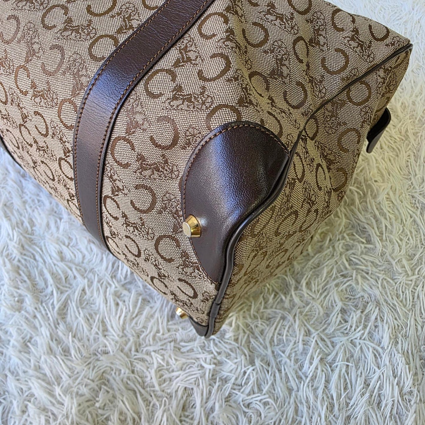 Celine Horse Carriage Canvas Boston Bag (Pre-Owned)