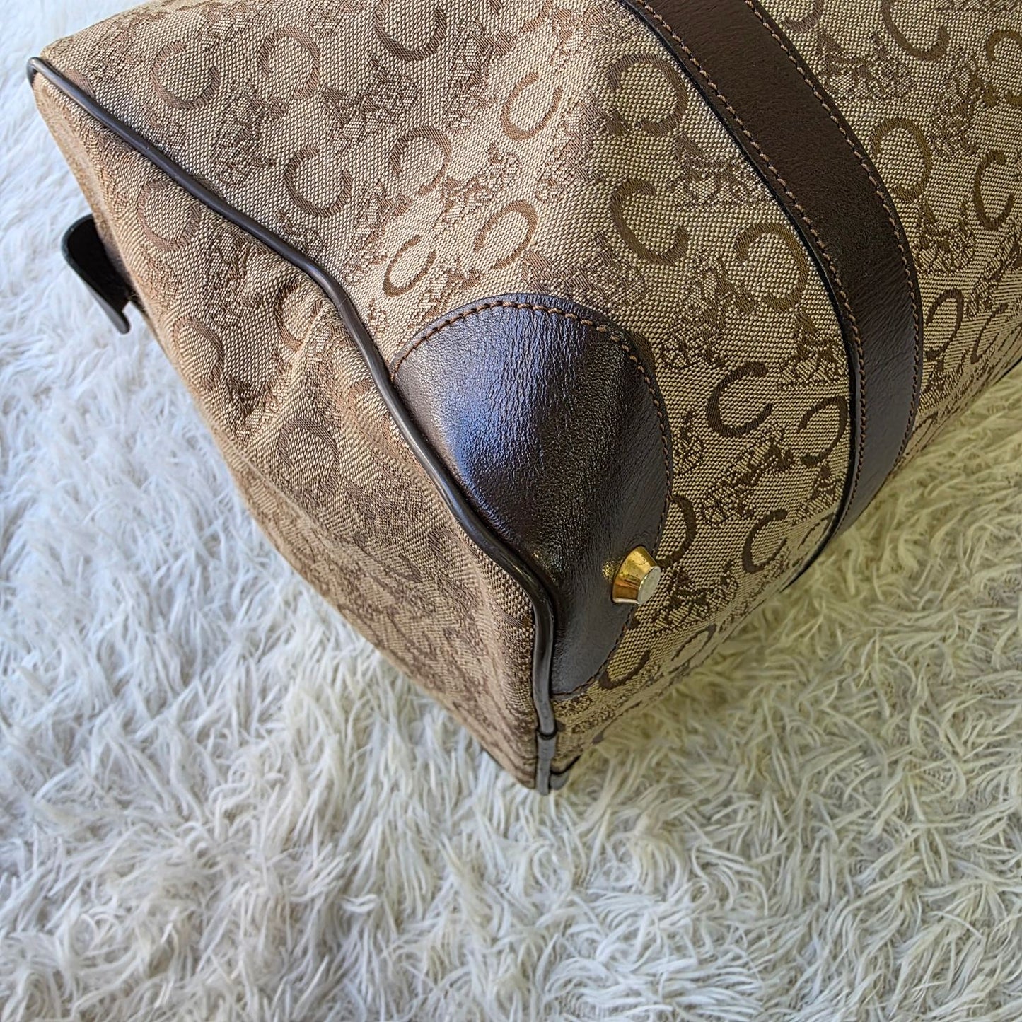 Celine Horse Carriage Canvas Boston Bag (Pre-Owned)