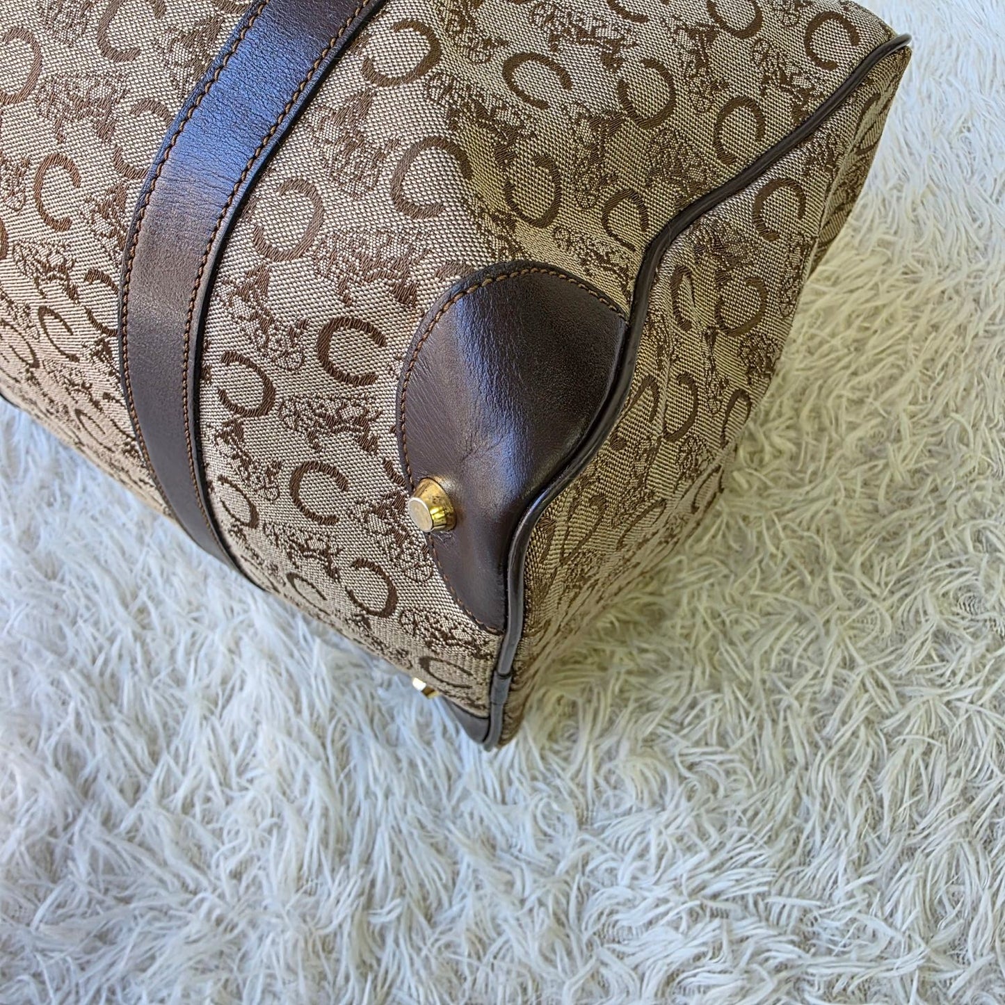 Celine Horse Carriage Canvas Boston Bag (Pre-Owned)