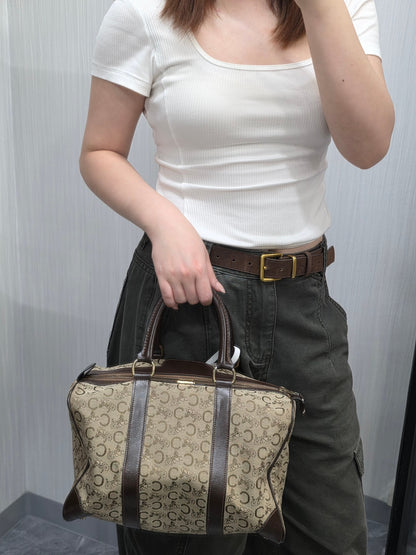 Celine Horse Carriage Canvas Boston Bag (Pre-Owned)